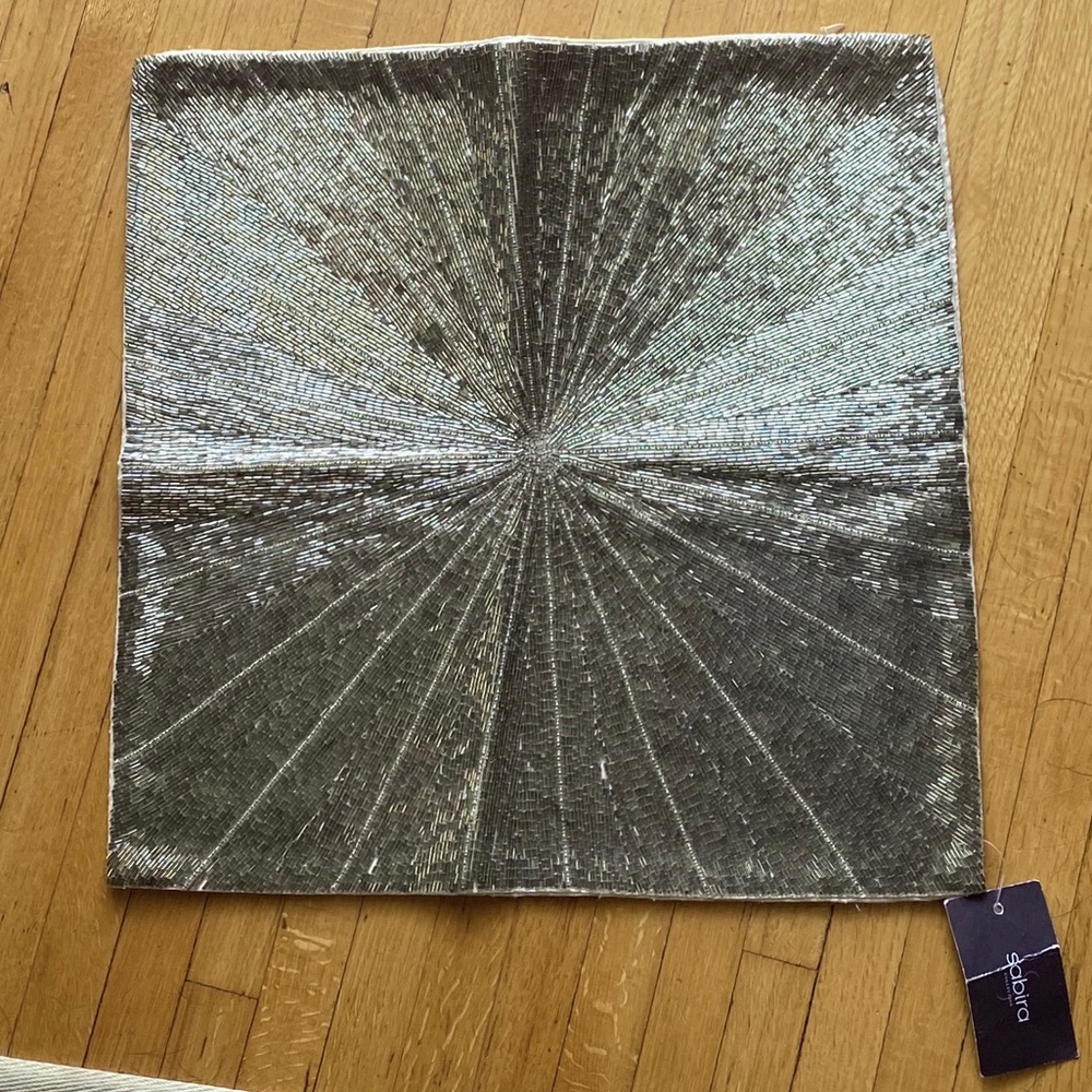 Hand Beaded Starburst Decorative Pillow